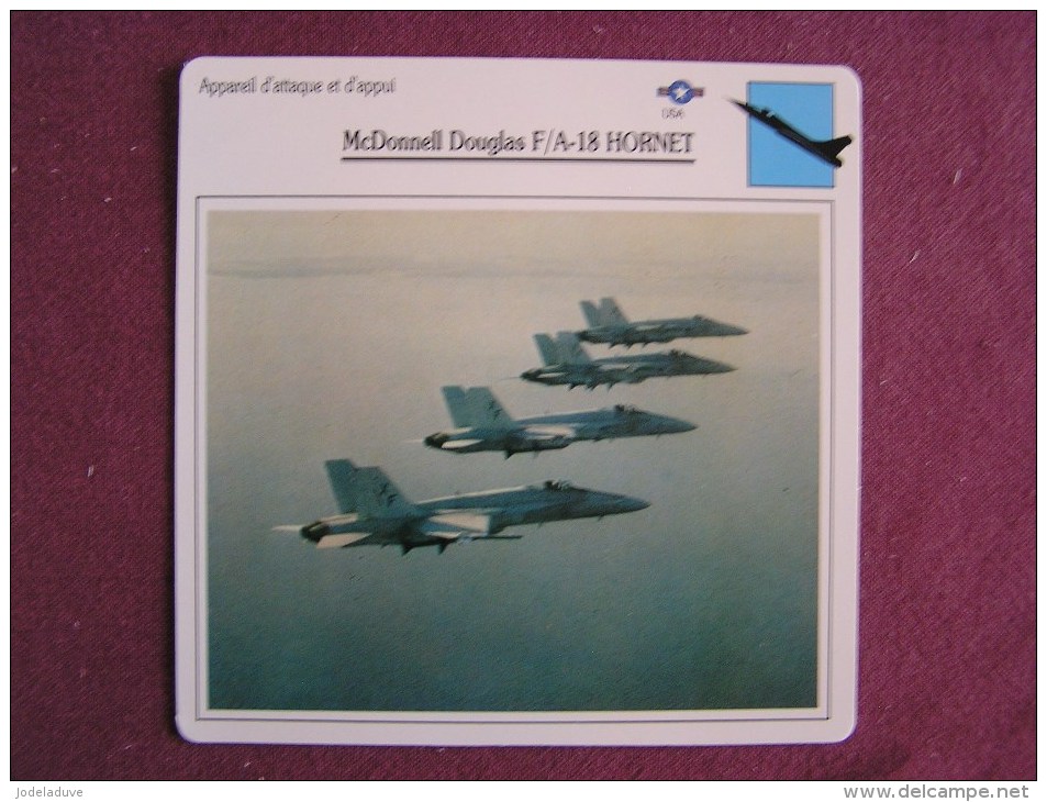 MCDONNELL DOUGLAS F-18 A  Hornet     FICHE AVION Avec Description  Aircraft Aviation - Avions