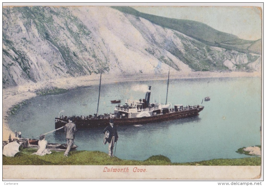 ROYAUME-UNI,ANGLETERRE,EN GLAND,UNITED  KINGDOM,LULWORTH COVE,1900,carte Ancienne,old,bateau à Vapeur,DORSET,BEACH - Autres & Non Classés