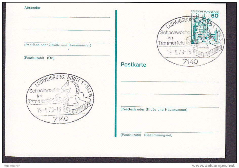 Germany Postal Stationery Ganzsache Entier LUDWIGSBURG Würrt. 1979 Chess Schach Échecs - Cartes Postales - Oblitérées