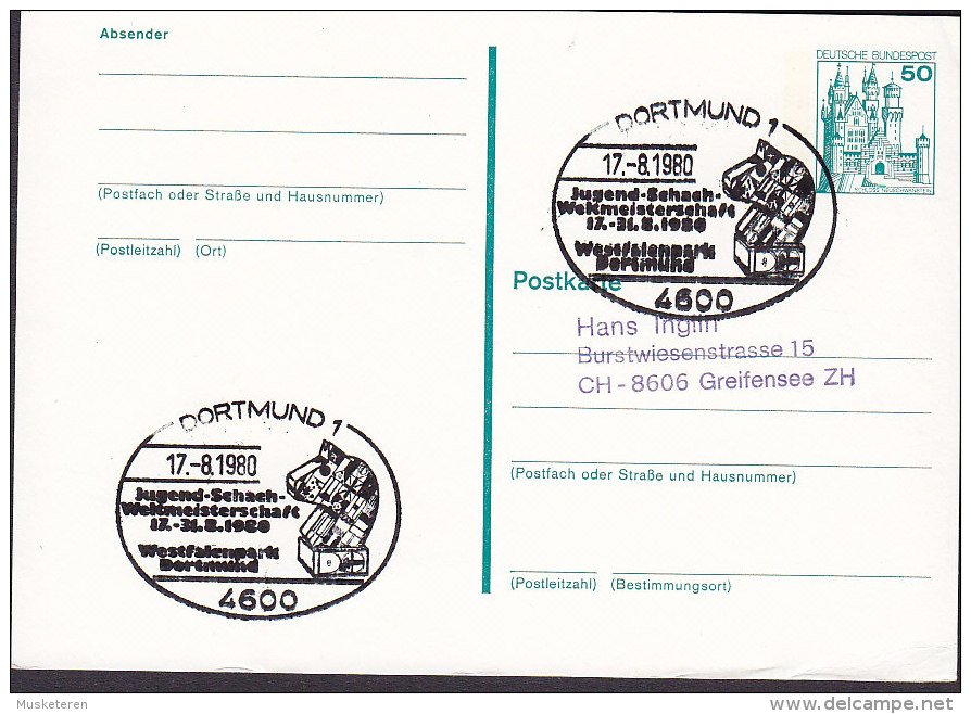 Germany Postal Stationery Ganzsache Entier DORTMUND 1980 Chess Schach Échecs - Cartes Postales - Oblitérées