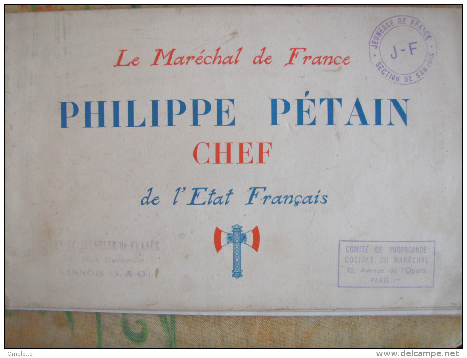 MARECHAL PETAIN CHEF DE L ETAT FRANCAIS PROPAGANDE JEUNESSE SECTION SANNOIS - Documentos Históricos