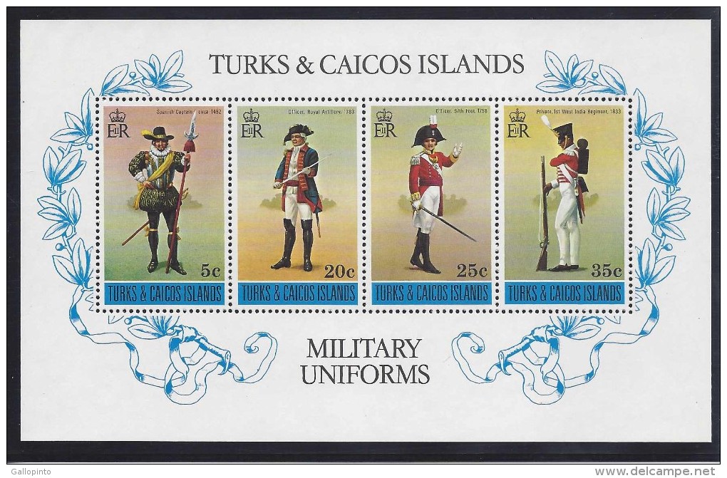 TURKS & CAICOS MILITARY UNIFORMS MNH 1975 - Turks E Caicos