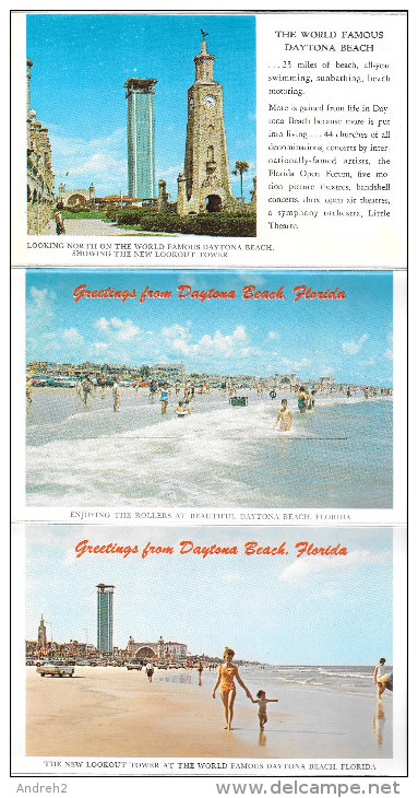 DAYTONA BEACH - FLORIDA - THE WORLD FAMOUS BEACH - SOUVENIR FOLDER OF DAYTONA - POCHETTE SOUVENIR DÉPLIANTE - 13 VIEWS - Daytona