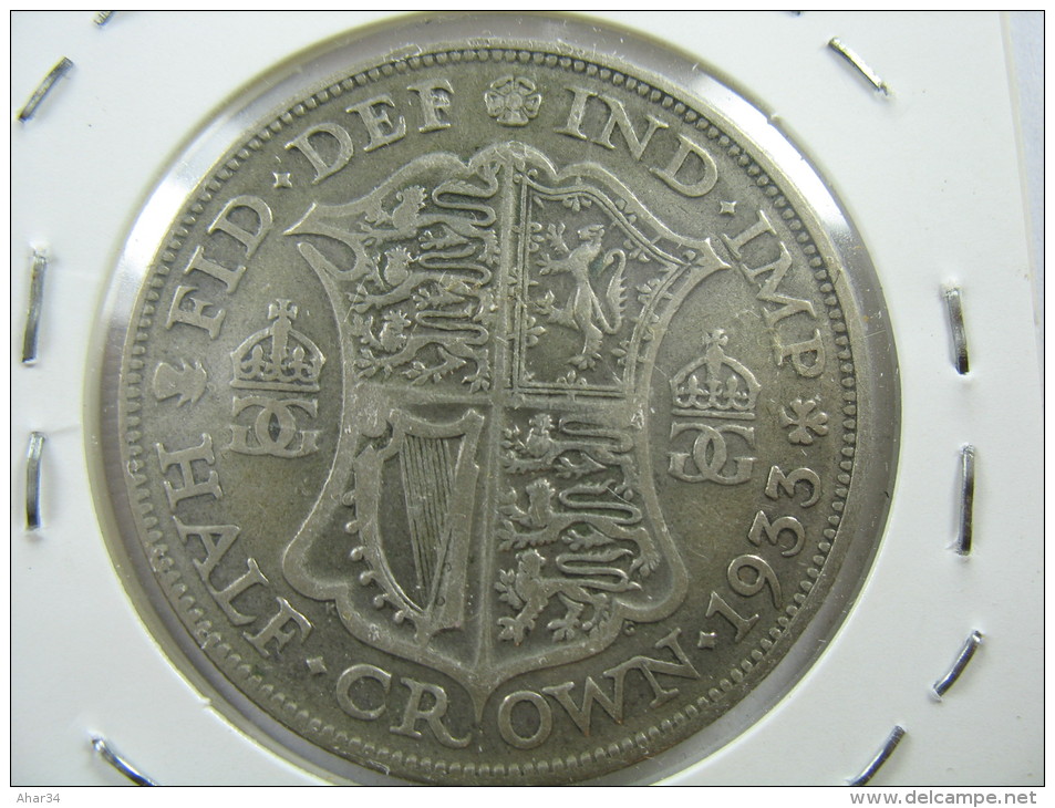 UK GREAT BRITAIN ENGLAND 1/2 HALF CROWN  1933  SILVER 500 LOT 26 NUM 10 MOVED TO  LOT 100 - K. 1/2 Crown