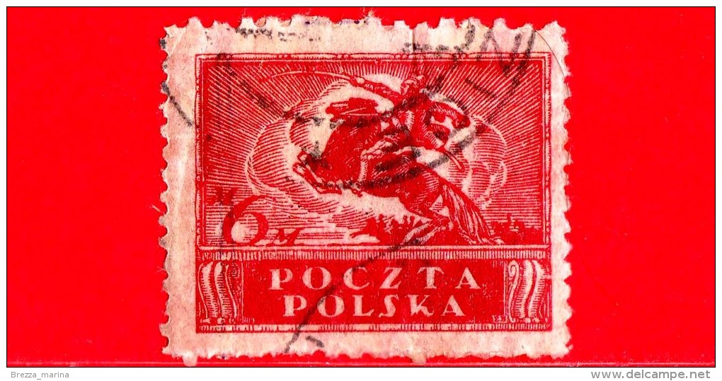 POLONIA - POLSKA - Usato - 1919 - Ulano Cavaliere Polacco - 6 M - Oblitérés
