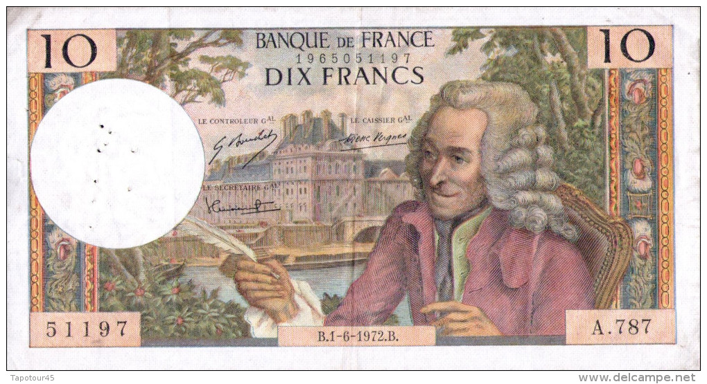 Billet (aB 3)  10 Francs 1972 B - 10 F 1963-1973 ''Voltaire''