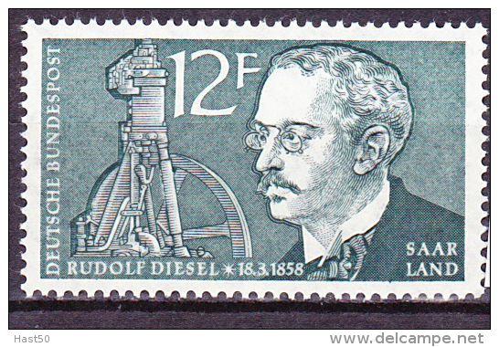 Saargebiet Saar Sarre - Rudolf Diesel 1958  - Postfrisch MNH - Ongebruikt