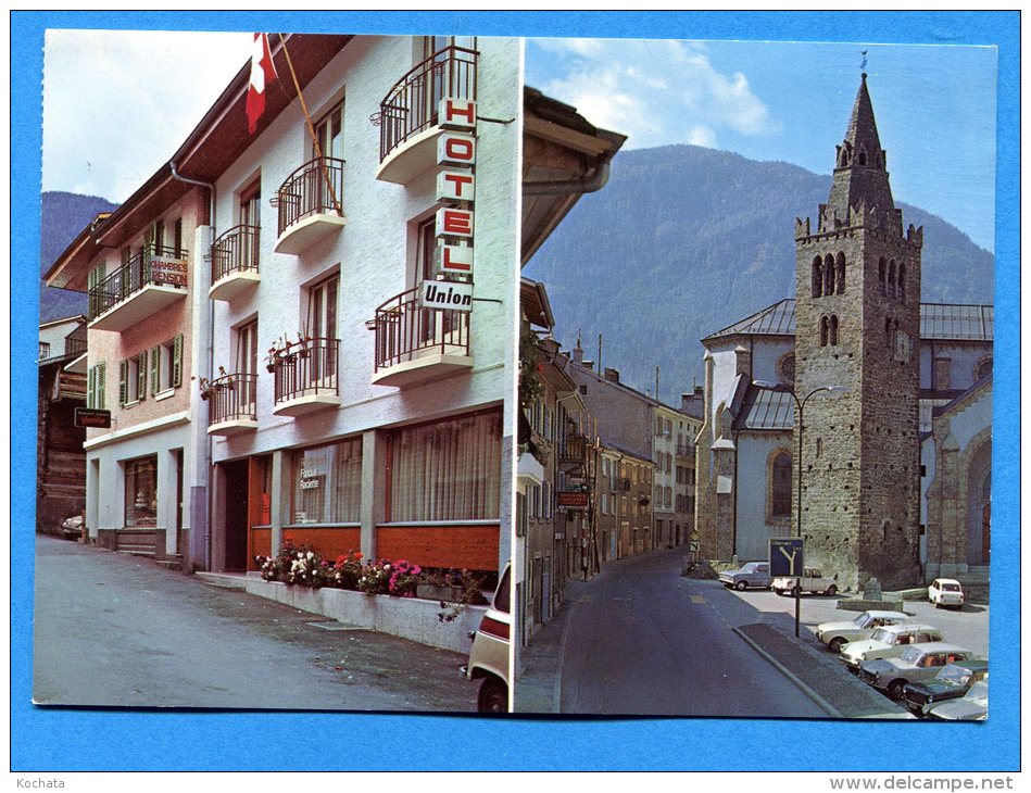 Q387, Orsières, Hôtel De L'Union, Pension, 15020, GF, Circulée 1977 - Orsières