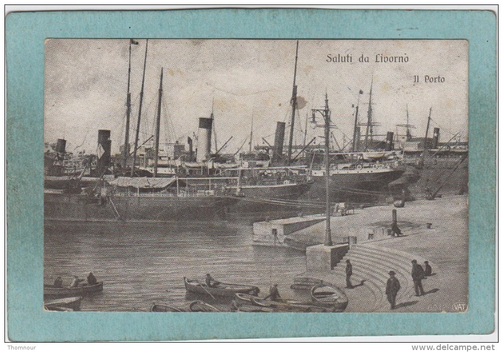 SALUTI  DA  LIVORNO  -  IL  PORTO -  1933 -  CARTE  ANIMEE  - - Livorno