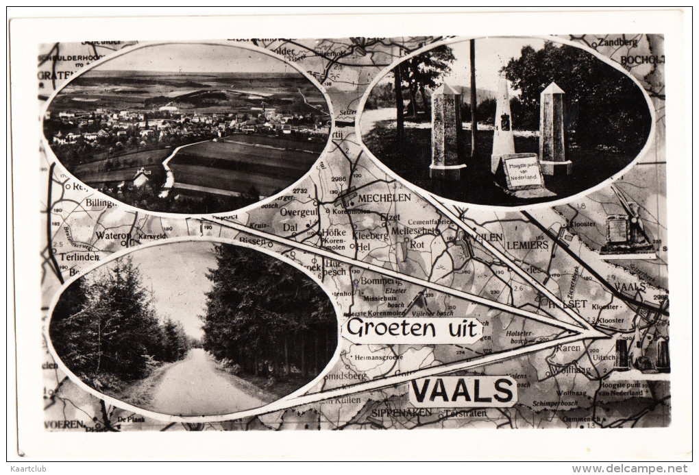 Vaals - 1953 - 3 Medaillon Fotootjes Op Geografische Landkaart   -      Limburg/Nederland - Vaals