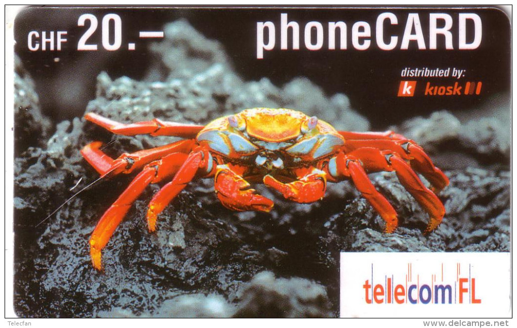 LIECHTENSTEIN PREPAID CRABE CRAB 20FCH UT VALID 03.2004 - Liechtenstein