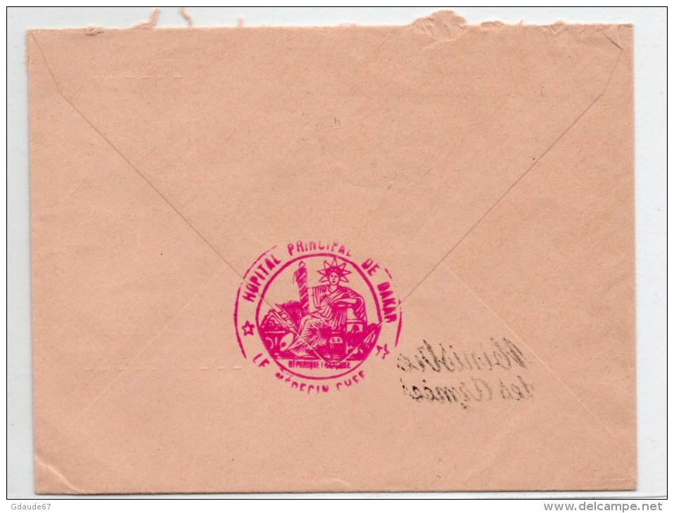 1967 - ENVELOPPE PAR VALISE MILITAIRE Avec CACHET "HOPITAL PRINCIPAL DAKAR" - Bolli Militari A Partire Dal 1900 (fuori Dal Periodo Di Guerra)