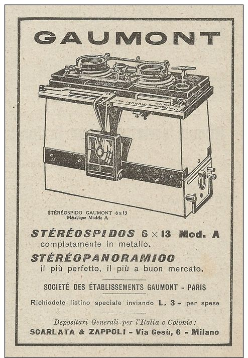 Z2145 Gaumont - Stereospido In Metallo - Pubblicità D'epoca - Advertising - Advertising