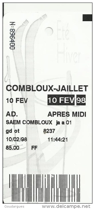 Forfait De Ski  Combloux-Jaillet 10 Février 1998 - Altri & Non Classificati