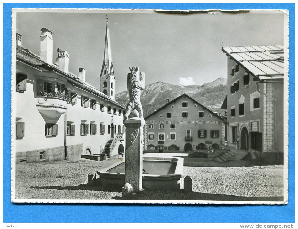 Q428, Zuoz, Dorfplatz, GF, Circulée 1953 - Zuoz