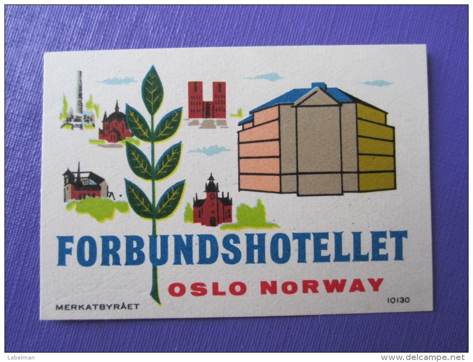 HOTEL HOTELLI HOTELL HOTELLET MOTEL MINI FORBUNDS OSLO NORWAY NORGE DECAL STICKER LUGGAGE LABEL ETIQUETTE AUFKLEBER - Hotel Labels