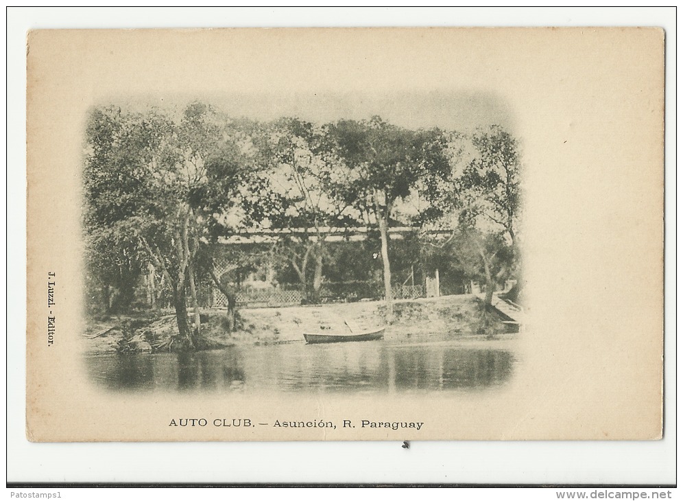 2480 PARAGUAY ASUNCION AUTO CLUB VIEW BOAT POSTAL POSTCARD - Paraguay