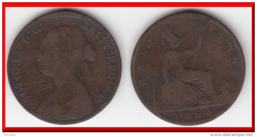 **** GRANDE-BRETAGNE - GREAT-BRITAIN - 1/2 PENNY 1864 - HALF PENNY 1864 VICTORIA **** EN ACHAT IMMEDIAT !!! - C. 1/2 Penny