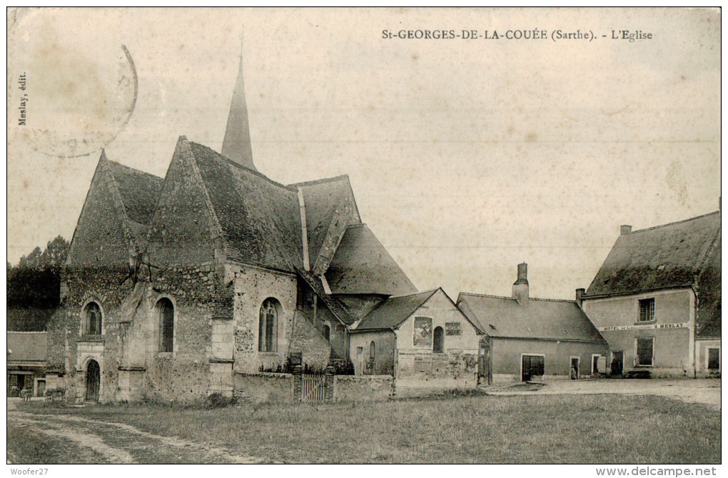 CPA  SAINT GEORGES DE LA COUEE       ,  L'église ,les Commerces ,le Quartier - Autres & Non Classés