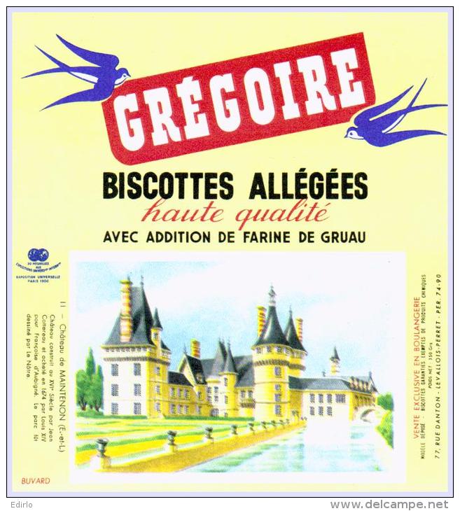 Biscottes   GREGOIRE Château De  MAINTENON  état Aussi Neuf Qu'au Sortir De L'imprimerie - Biscottes