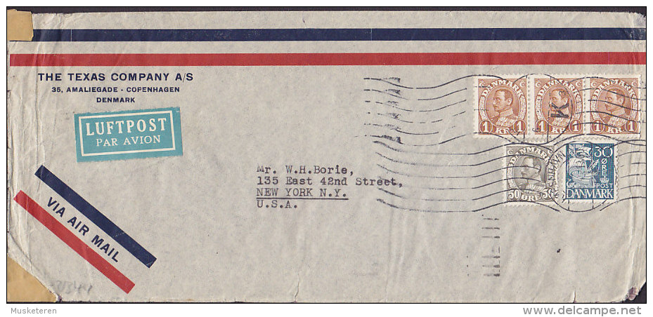 Denmark Luftpost Par Avion Label THE TEXAS COMPANY, 1940 Cover Brief Oberkommando Der Wehrmacht STATION M Censor Label ! - Airmail