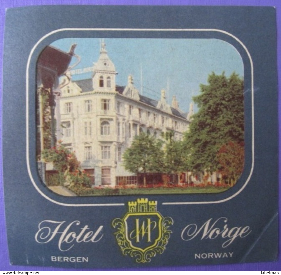 HOTEL HOTELLI HOTELL HOTELLET PENSION  BERGEN NORVEGE NORWAY NORGE DECAL LUGGAGE LABEL ETIQUETTE AUFKLEBER - Hotel Labels