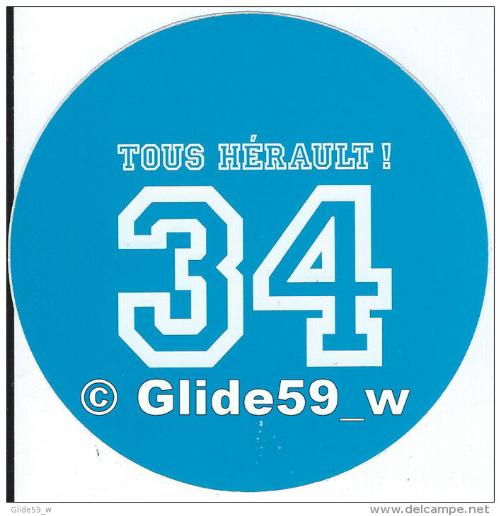 Autocollant - 34 Tous Hérault ! (bleu Clair) - Stickers