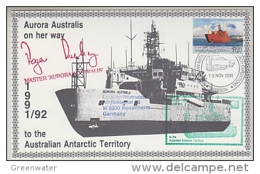 AAT 1991 Aurora Australis On Her Way To The AAT Postcard (19460) - Briefe U. Dokumente
