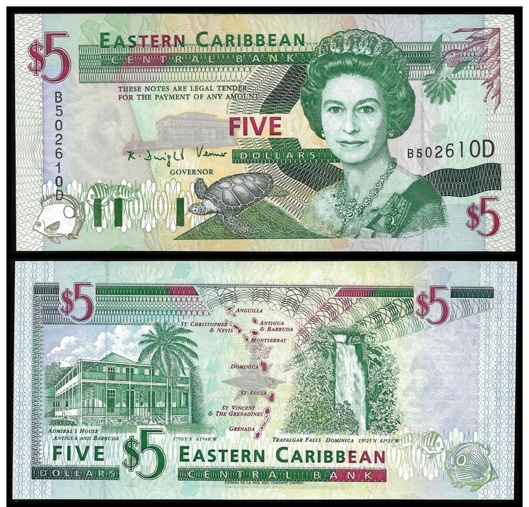 East Caribbean States 5 DOLLARS ND 1994 Dominica P 31d UNC - East Carribeans