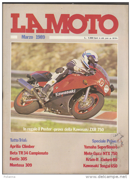 RA#48#02 Rivista LA MOTO Ed.Edigamma Marzo 1989/CAGIVA/TRIAL/YAMAHA SUPER TENERE'/POSTER KAWASAKI/KRAMIT/JAWA 350 - Engines