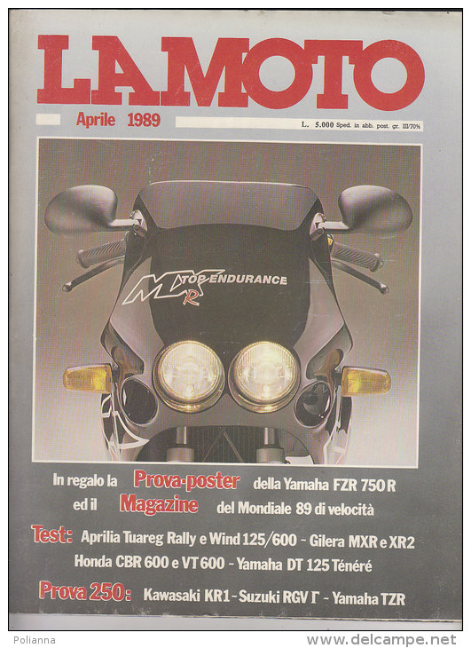 RA#48#03 Rivista LA MOTO Ed.Edigamma Aprile 1989/APRILIA ENDURO/HONDA CBR  600/POSTER YAMAHA FZR 750R - Engines