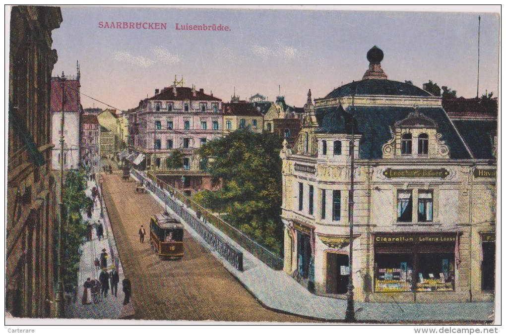 Cpa,ALLEMAGNE,SAARBRUCKEN   ,capitale  De Land Sarre,stadtverband,1919,T RAMWAY,TRAM,LUISENBRUCKE - Saarbrücken