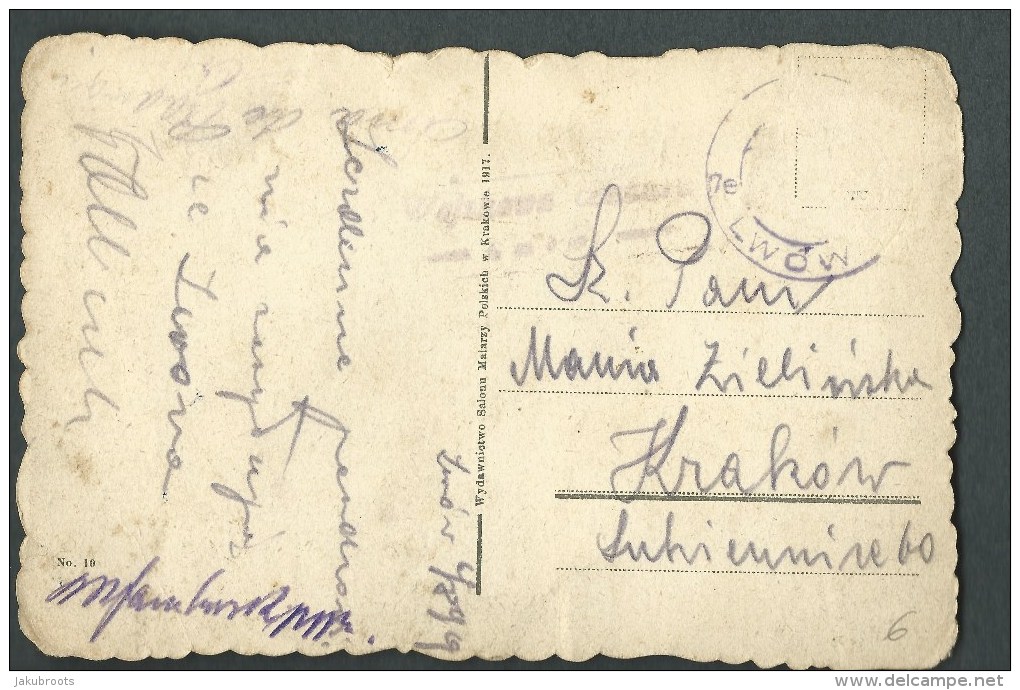 1917. ILLUSTRATED  POSTCARD. LWOW -ul. 3 MAJA .  STAMP REMOVED. CENSOR  MARK. - Other & Unclassified