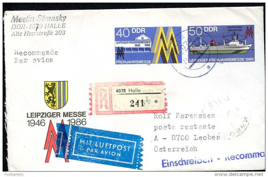 DDR U4 Umschlag PORTOGERECHTER R-BRIEF Österreich 1990  Kat. 20,00 € - Covers - Used