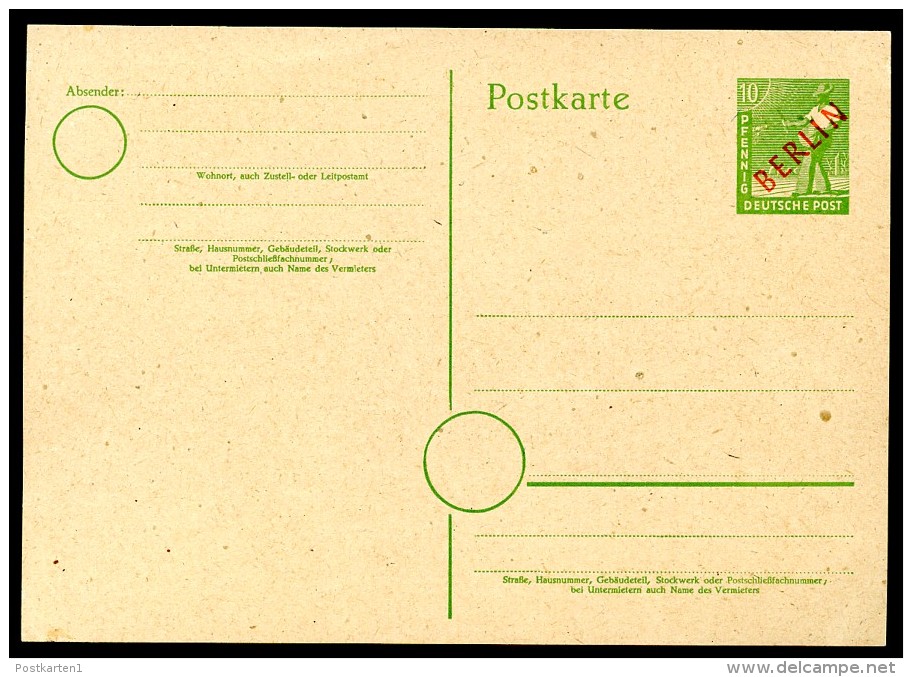 BERLIN P3 Postkarte ROTAUFDRUCK 1949  Kat. 110,00 € - Postkaarten - Ongebruikt