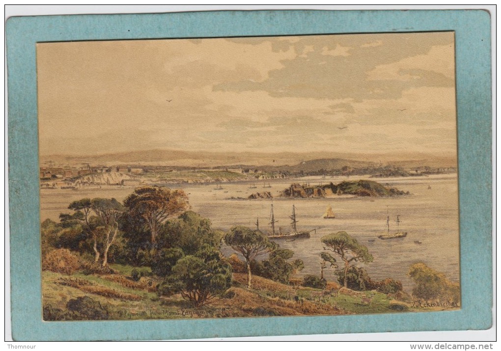 PLYMOUTH  FROM  MOUNT  EDGCUMBE  -  J.V. ECKENBIECHER  -  CARTE  PRECURSEUR  - - Plymouth