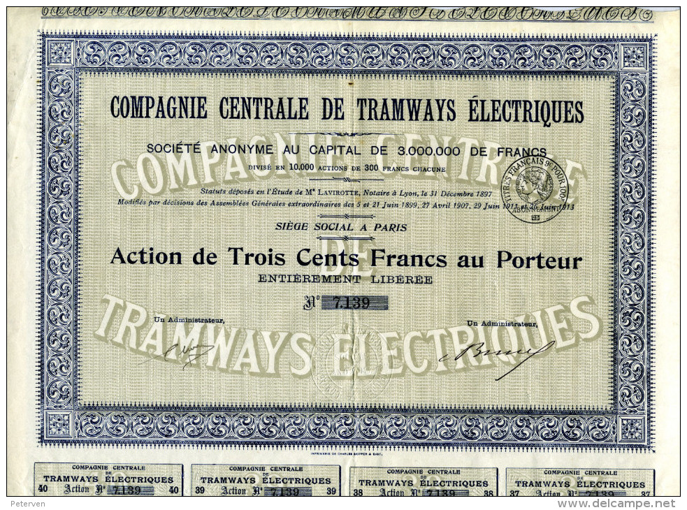 COMPAGNIE CENTRALE De TRAMWAYS ÉLECTRIQUES - Spoorwegen En Trams