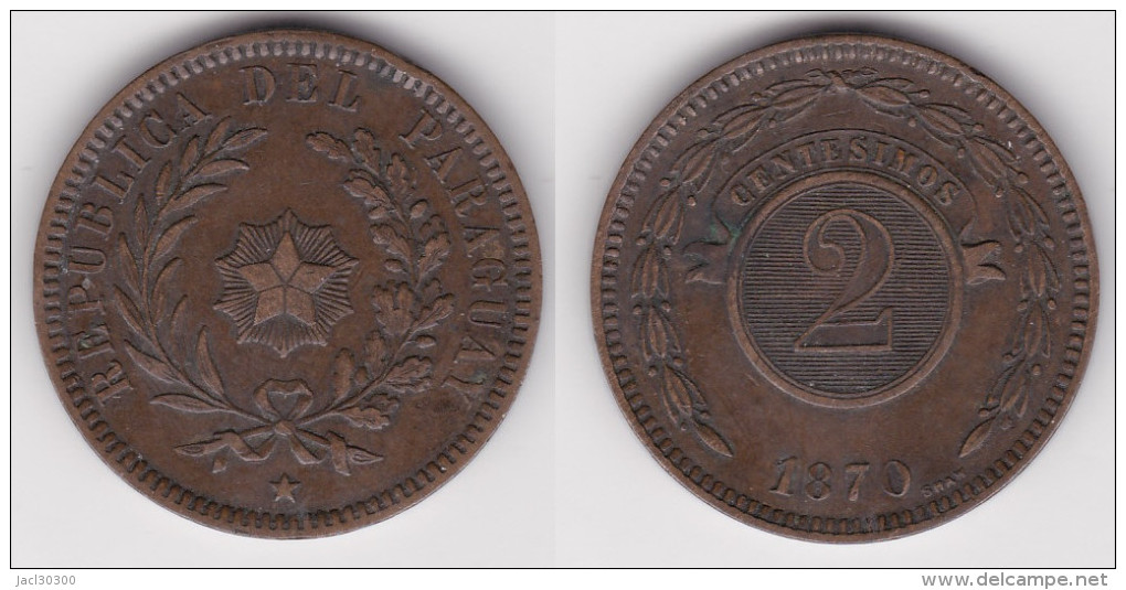 PARAGUAY : 2 CENTESIMOS 1870 Bronze  (voir Scan) - Paraguay