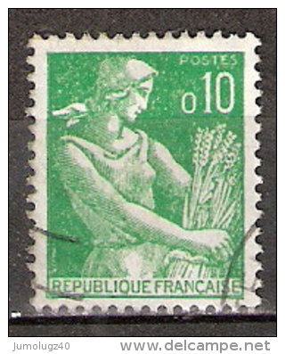 Timbre France Y&T N°1231 (13) Obl.  Moissonneuse.  10 C. Vert. Cote 0,15 € - 1957-1959 Reaper