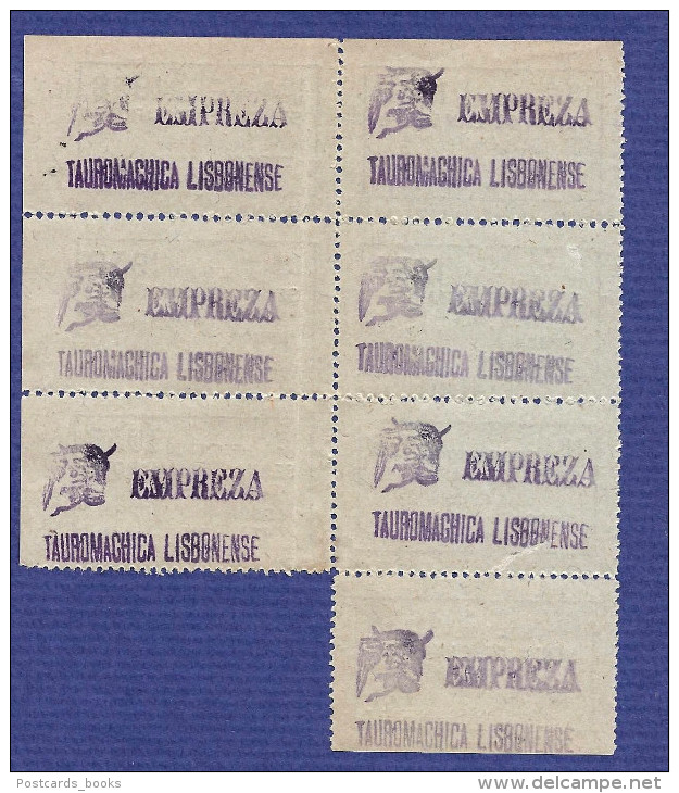 Conjunto De 7 Bilhetes Tourada CAMPO PEQUENO / CORRIDA DE TOUROS. Empreza Tauromachica Lisbonense PORTUGAL 1938 - Toegangskaarten