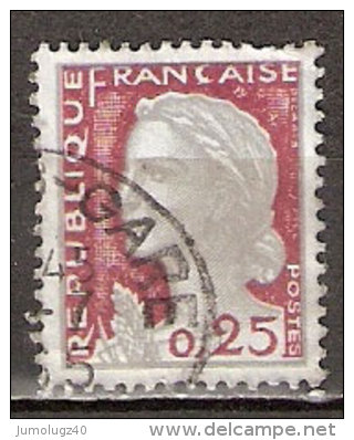 Timbre France Y&T N°1263 (05) Obl.  Marianne De Decaris. 0.25 Fc. Gris Clair Et Carmin Foncé. Cote 0,15 € - 1960 Maríanne De Decaris