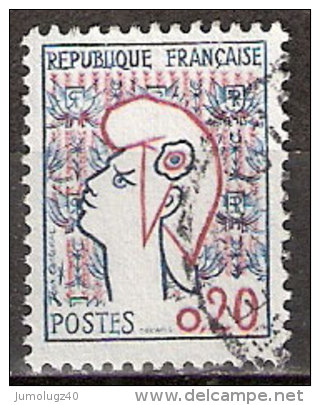 Timbre France Y&T N°1282 (05) Obl.  Marianne De Cocteau. 0.20 Fc. Bleu Et Rouge. Cote 0,15 € - 1961 Marianne Of Cocteau