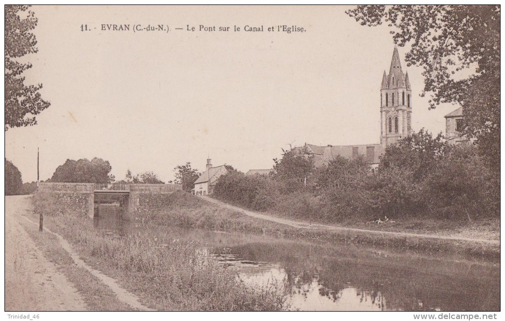 EVRAN 22 ( LE PONT SUR LE CANAL ET L' EGLISE  ) - Evran