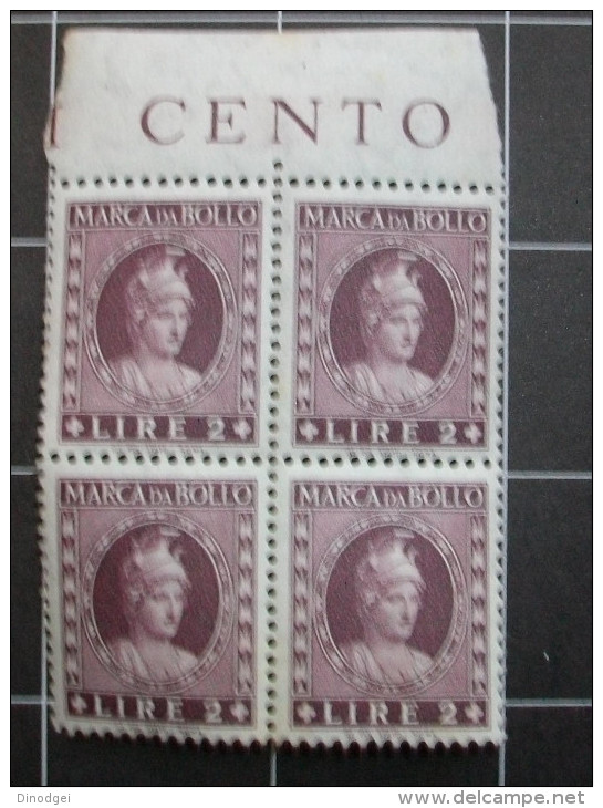 Italia Repubblica Nuove Quartina Marca Da Bollo Mnhxx . Filigrana Stelle £, 2 - Revenue Stamps