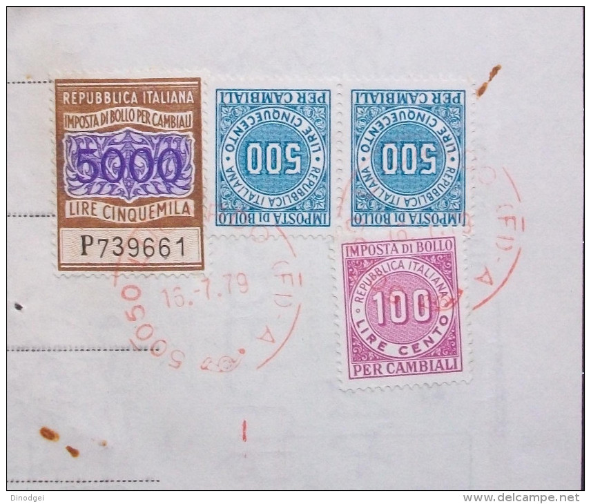 Italia Repubblica Cambiale 1979 Marche Da Bollo  £,5000,500,500,100 - Revenue Stamps