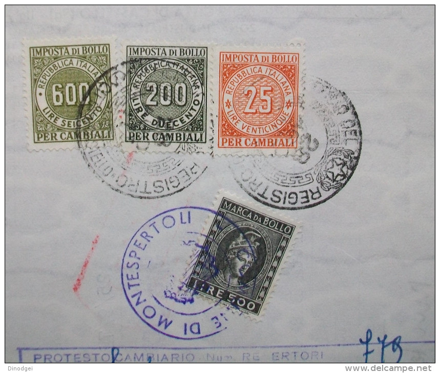 Italia Repubblica Cambiale 1973 Marche Da Bollo  £,600,200,25,5 - Revenue Stamps