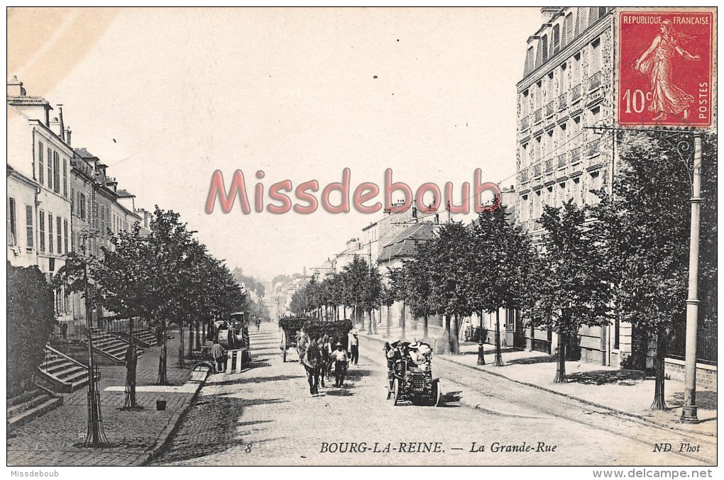 92 - BOURG LA REINE - La Grande Rue - écrite 1908  - 2 Scans - Bourg La Reine