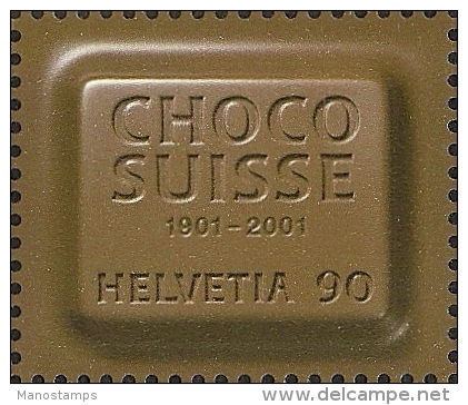 Switzerland 2001 Centenary Of Swiss Chocolate 1v MNH, Worlds First Chocolate Scented Stamp, Perfumed, Choco Suisse - Alimentation