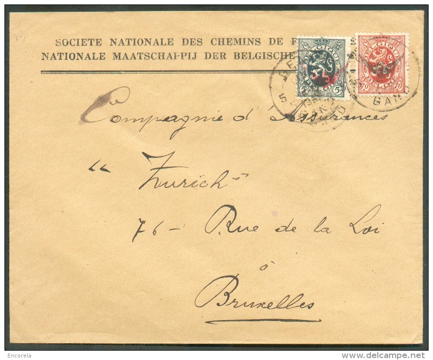 S7 - S14 Obl. Sc GAND GENT Sur Lettre De La SNCB De 1932 Vers Bruxelles.  Affranchissement Rare - 10459 - Autres & Non Classés