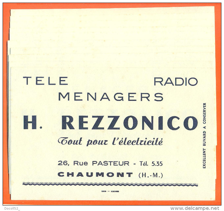 Lot De 10 Buvards "  H Rezzonico Telé Radio à Chaumont  " - Collections, Lots & Series